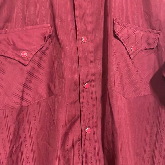 Ely Cattleman Men's Maroon Button Down Long Sleeve Shirt Size 34 - Picture 5 of 5